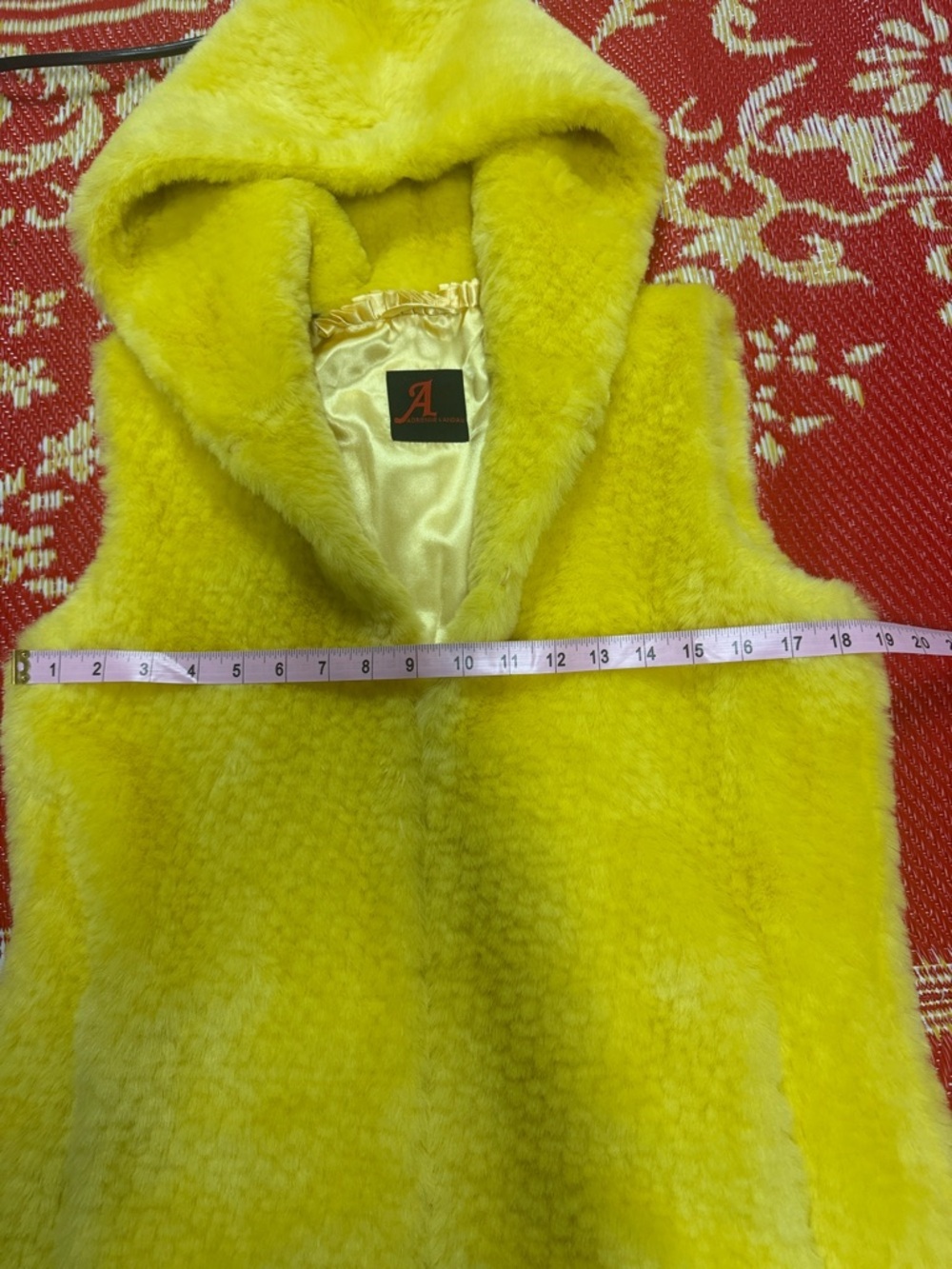Adrienne Landau Bold Yellow Faux Fur Vest Sz S - Picture 11 of 14